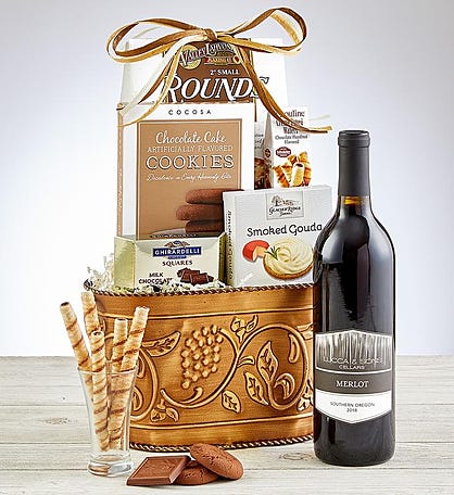 Grapevine Red Wine Gift Basket